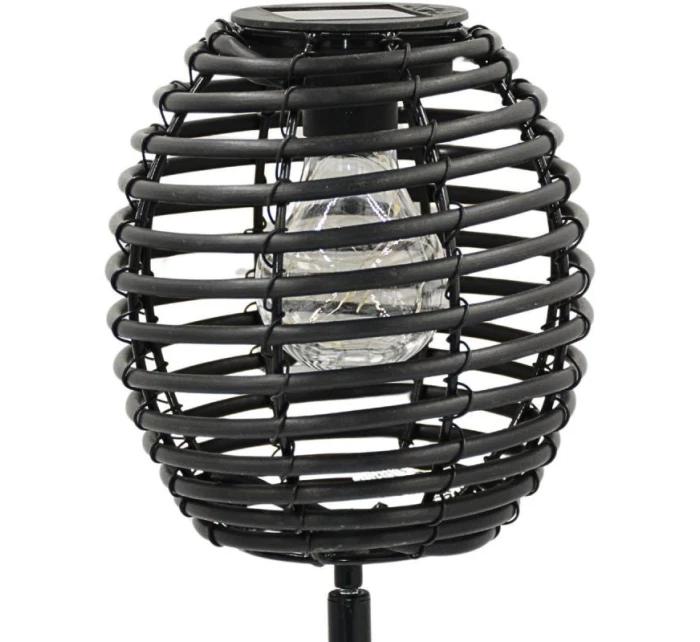 RATANOVÁ SOLÁRNÍ KULOVÁ LAMPA ČERNÁ PROGARDEN