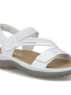 Pohodlné dámské sandály na suchý zip s gumičkami bílé Rieker 64870-81