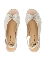 Dámské kožené sandály na klínku zlaté Filippo model 22135987