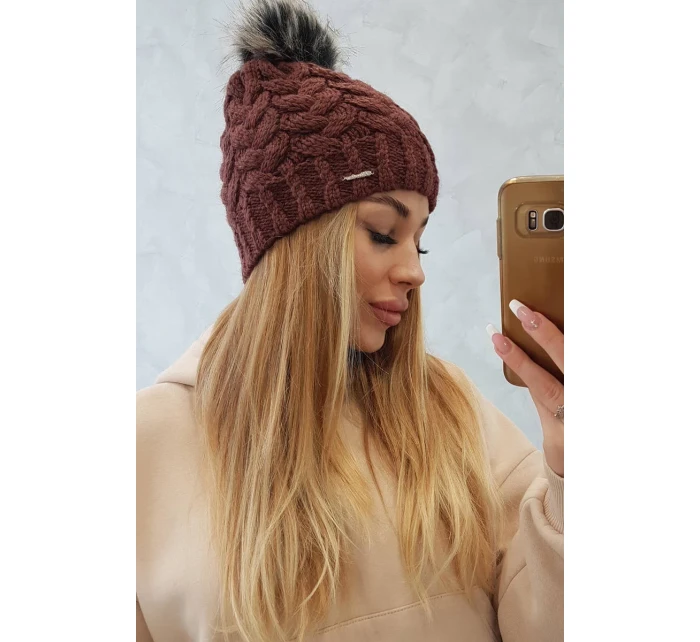 Fleecová čepice Daria K217 hnědá