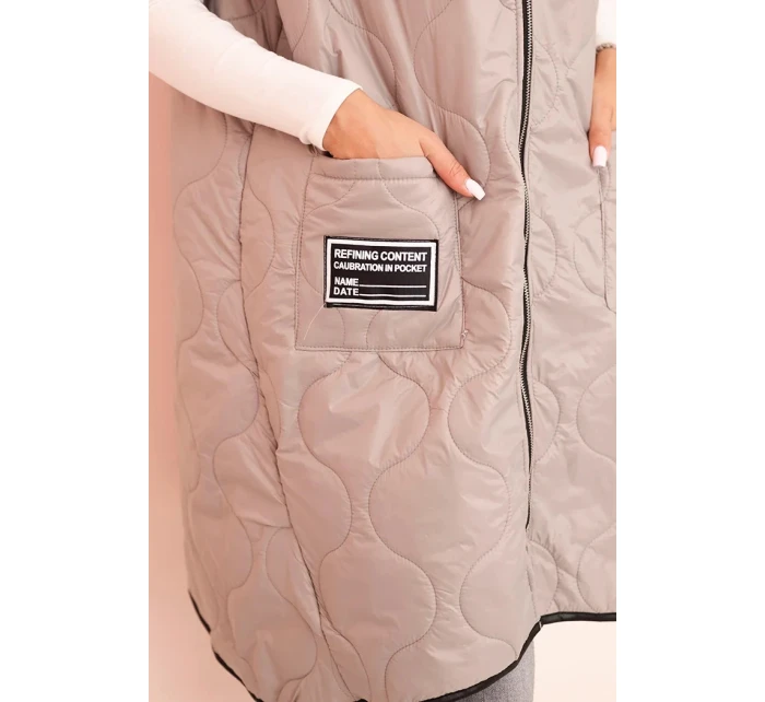 Dámská prošívaná vesta Plus Size s kapucí na zip fango