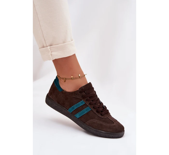 model 21935189 Semišové Nízké Dámské Tenisky Čokoládové - Zazoo