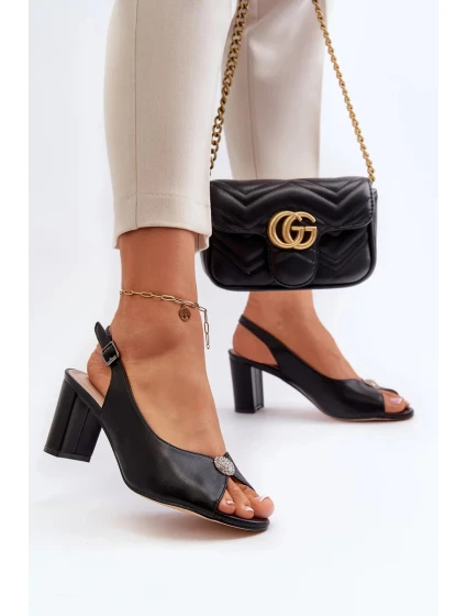 Elegantní sandály na vysokém podpatku se zdobením, Black Trasea Elegantní sandály na vysokém podpatku se zdobením, Black Trasea