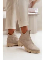 Zateplené Dámské Kotníkové Boty S Eko Kožené Zlaté model 20712781 - Kesi Zateplené Dámské Kotníkové Boty S Eko Kožené Zlaté model 20712781 - Kesi