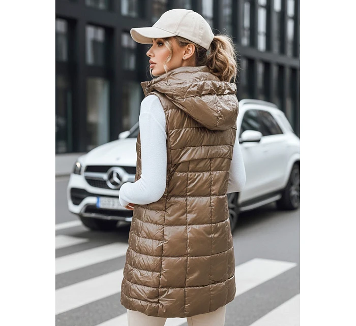 Dámská prošívaná vesta s kapucí TY5258 zlatá - Fashion Street