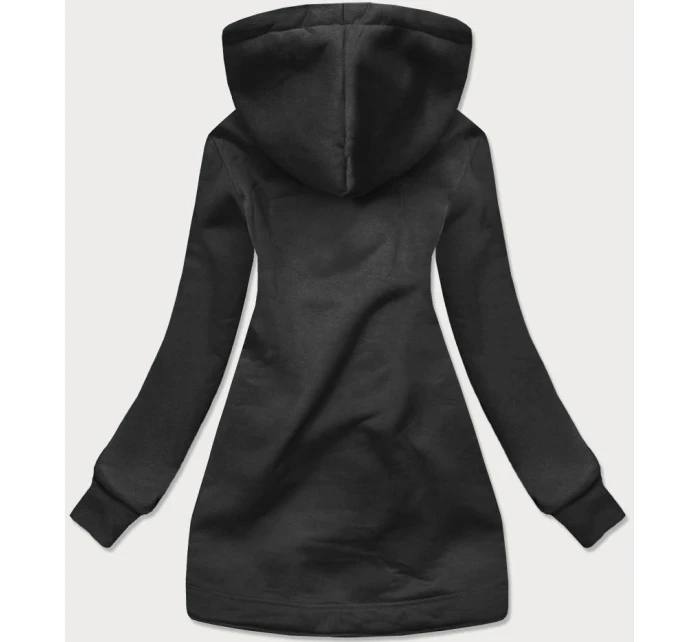 Dlouhá dámská rozepínací mikina v grafitové barvě (AMG815)