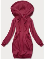 Dlouhá tepláková mikina ve vínové bordó barvě model 17793369 - J.STYLE Dlouhá tepláková mikina ve vínové bordó barvě model 17793369 - J.STYLE