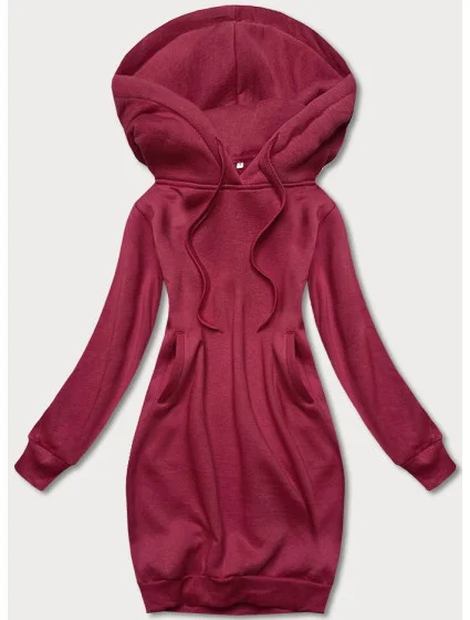 Dlouhá tepláková mikina ve vínové bordó barvě model 17793369 - J.STYLE Dlouhá tepláková mikina ve vínové bordó barvě model 17793369 - J.STYLE