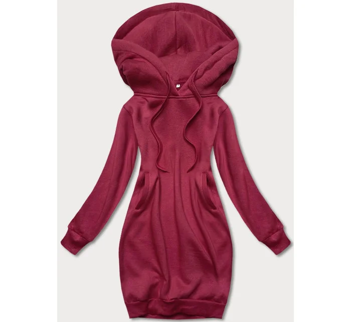 Dlouhá tepláková mikina ve vínové bordó barvě model 17793369 - J.STYLE Dlouhá tepláková mikina ve vínové bordó barvě model 17793369 - J.STYLE