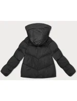 Černá volná dámská bunda s kapucí (8118)