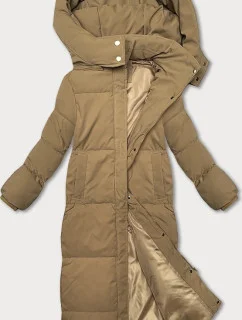 Dlouhá bunda kabát ve velbloudí barvě s střihem model 21248900 - STELLA FASHION