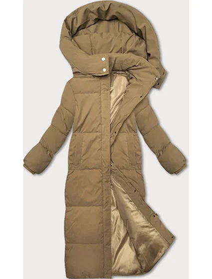 Dlouhá bunda kabát ve velbloudí barvě s střihem model 21248900 - STELLA FASHION