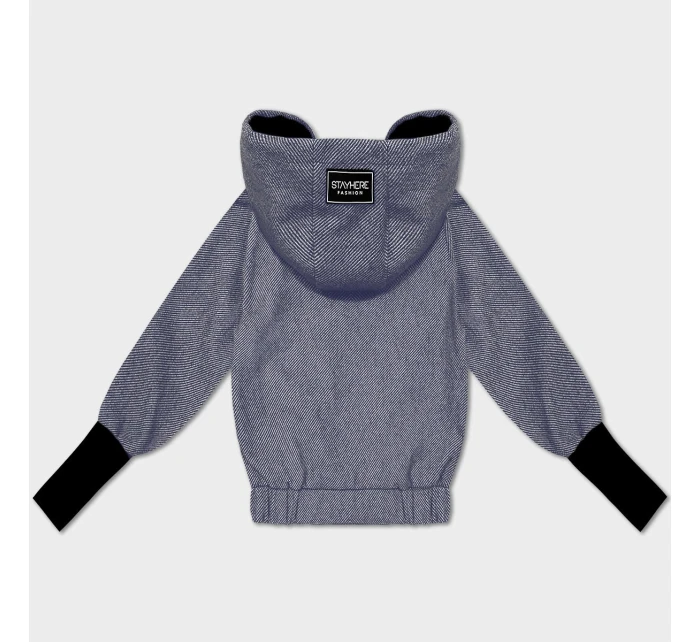 Tmavě modrá krátká pruhovaná bunda se lemem na spodním model 21461496 - S'WEST Tmavě modrá krátká pruhovaná bunda se lemem na spodním model 21461496 - S'WEST