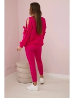 Sada mikiny s mašlí na rukávech a model 19747420 fuchsie - K-Fashion