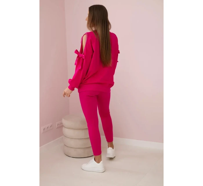 Sada mikiny s mašlí na rukávech a model 19747420 fuchsie - K-Fashion