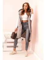 Dámská prošívaná vesta Plus Size s kapucí na zip fango