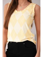 Dámská viskózová blůza s a volánkem výstřihu žlutá model 21954928 - K-Fashion