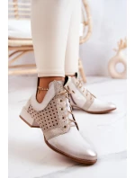 Kožené kozačky model 21576781 Světle béžová - Maciejka