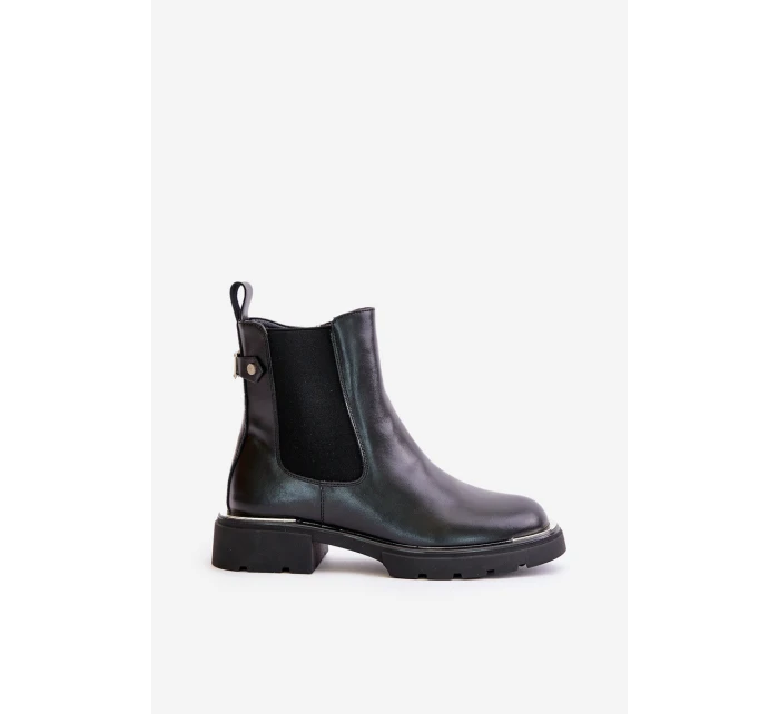 Kožené Boty Chelsea Na Zip GOE OO2N4147-E2 Černé