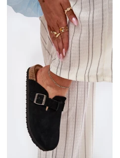 Semišové Dámské Pantofle S Přezkou Big Star RR274A384 Černé