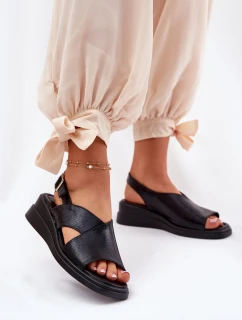 Dámské Sandály Na Klínu Z Eko Kůže Černé model 21692863 - Boto