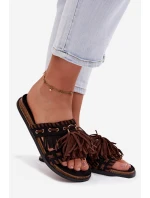 Dámské pantofle s třásněmi Černé model 21937740 - Boto