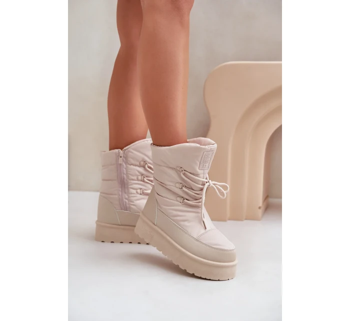 Sněhule na platformě na zip Big Star OO274885 Béžové