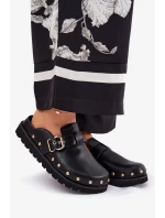 Dámské kožené pantofle na platformě Big Star – černé Dámské kožené pantofle na platformě Big Star – černé