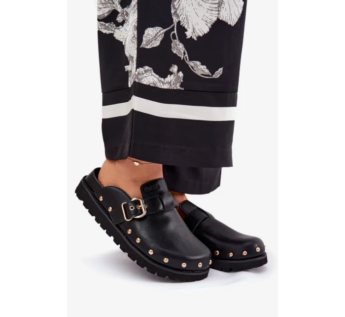 Dámské kožené pantofle na platformě Big Star – černé Dámské kožené pantofle na platformě Big Star – černé