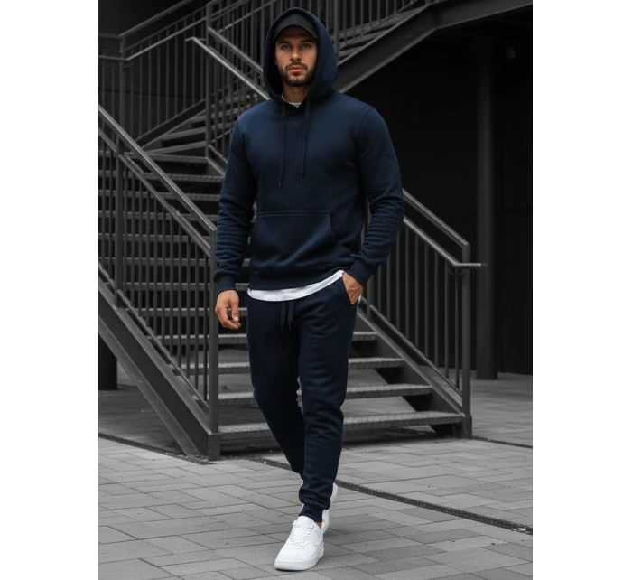 Pánská mikina s kapucí tmavě modrá BX3001