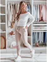 Dámské látkové chinos kalhoty s páskem ROSSALI světle růžové FashionStreet UY2530