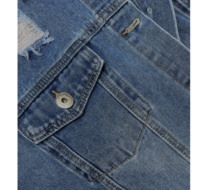 Světle modrá dlouhá džínová bunda (GD8728-LK)