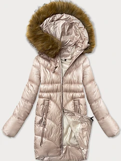 Jednoduchá dámská zimní bunda s ozdobnými kapsami S'west pearl pink (B8259-51)