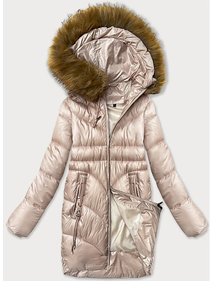 Jednoduchá dámská zimní bunda s ozdobnými kapsami S'west pearl pink (B8259-51) Jednoduchá dámská zimní bunda s ozdobnými kapsami S'west pearl pink (B8259-51)