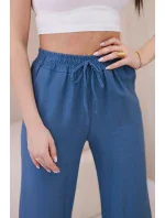 Viskózové kalhoty se širokými nohavicemi džínovina Viskózové kalhoty se širokými nohavicemi džínovina