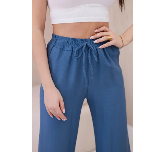 Viskózové kalhoty se širokými nohavicemi džínovina Viskózové kalhoty se širokými nohavicemi džínovina