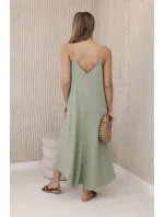 Mušelínové šaty na ramínka světlá khaki