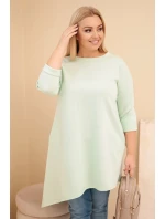 Dámská model 21808677 Plus Size z viskózy s volným střihem a dlouhým rukávem mátová - K-Fashion Dámská model 21808677 Plus Size z viskózy s volným střihem a dlouhým rukávem mátová - K-Fashion
