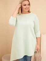 Dámská suknička Plus Size z viskózy s volným střihem a dlouhým rukávem mátová