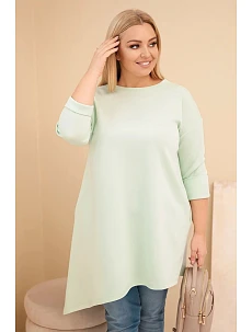 Dámská suknička Plus Size z viskózy s volným střihem a dlouhým rukávem mátová