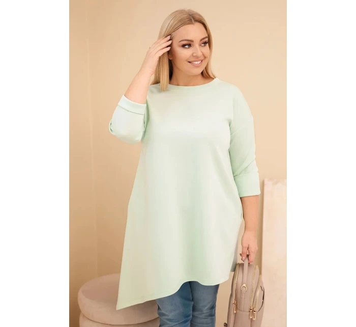 Dámská model 21808677 Plus Size z viskózy s volným střihem a dlouhým rukávem mátová - K-Fashion Dámská model 21808677 Plus Size z viskózy s volným střihem a dlouhým rukávem mátová - K-Fashion