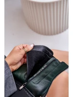 Zazoo 60490 Kožené Zateplené Boty S Dekorací Tmavězelené Zazoo 60490 Kožené Zateplené Boty S Dekorací Tmavězelené