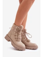 Zateplené botky traperky na zip z eko kůže béžové Willatta Zateplené botky traperky na zip z eko kůže béžové Willatta