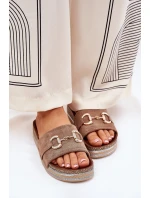 Dámské Sandály Na Platformě Se Zlatou Dekorací A Brilanty Khaki Morisela Dámské Sandály Na Platformě Se Zlatou Dekorací A Brilanty Khaki Morisela