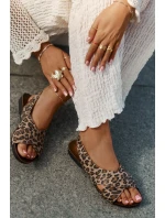 Dámské kožené sandály leopardí hnědé Zazoo 40407