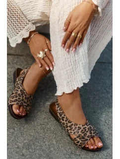 Dámské kožené sandály leopardí hnědé Zazoo 40407
