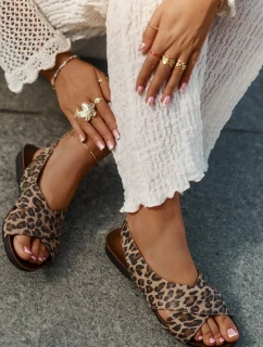 Dámské kožené sandály leopardí hnědé Zazoo 40407