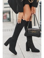 Dámské kozačky s na sloupkovém podpatku černé model 21709495 - Boto Dámské kozačky s na sloupkovém podpatku černé model 21709495 - Boto