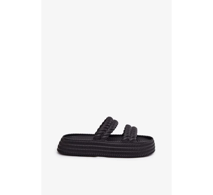 Dámské lehké pěnové pantofle na platformě S.Barski – černé