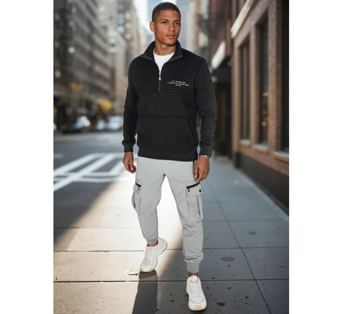 Pánská mikina s potiskem černá FashionStreet BX5887